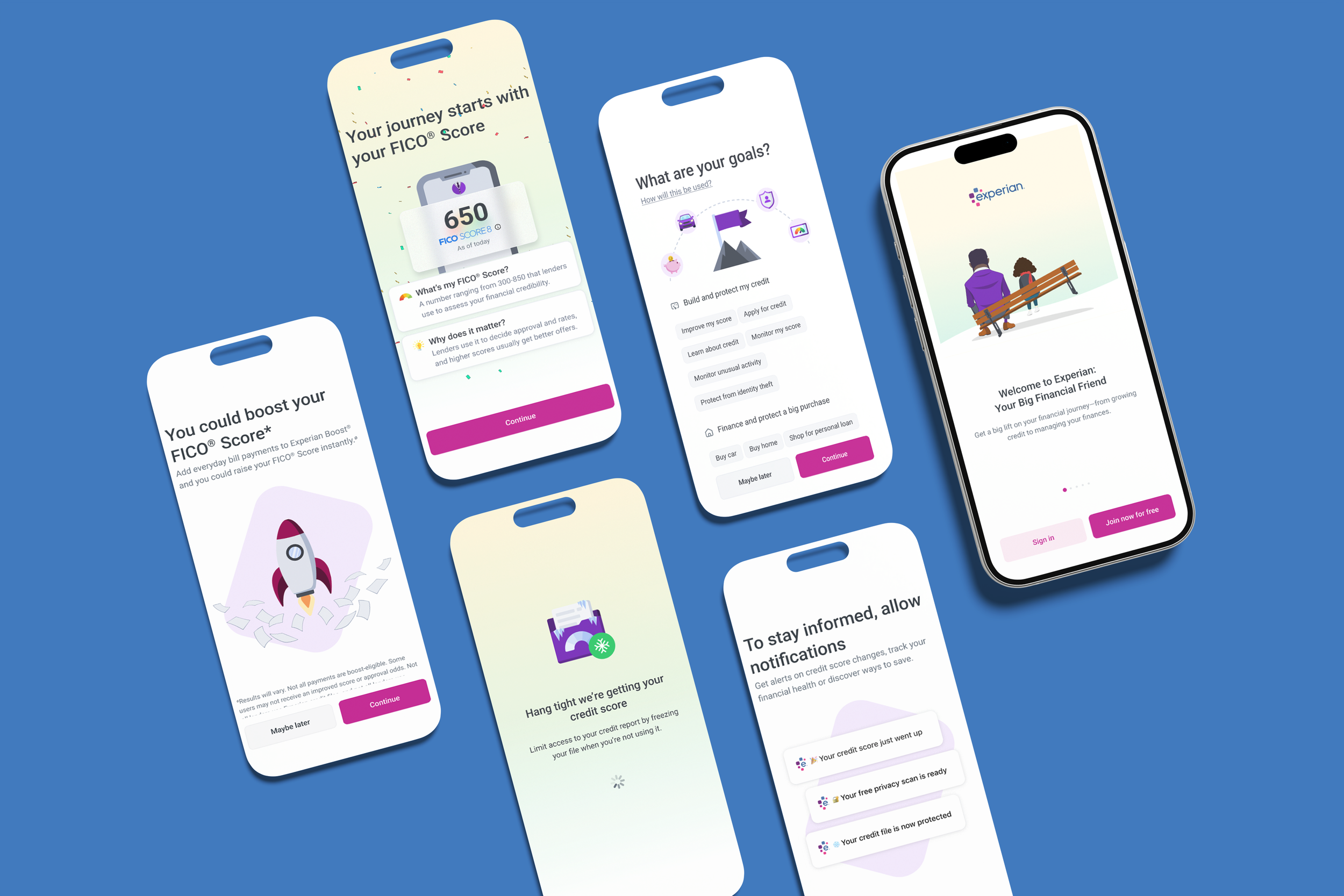 Experian onboarding flow mockup