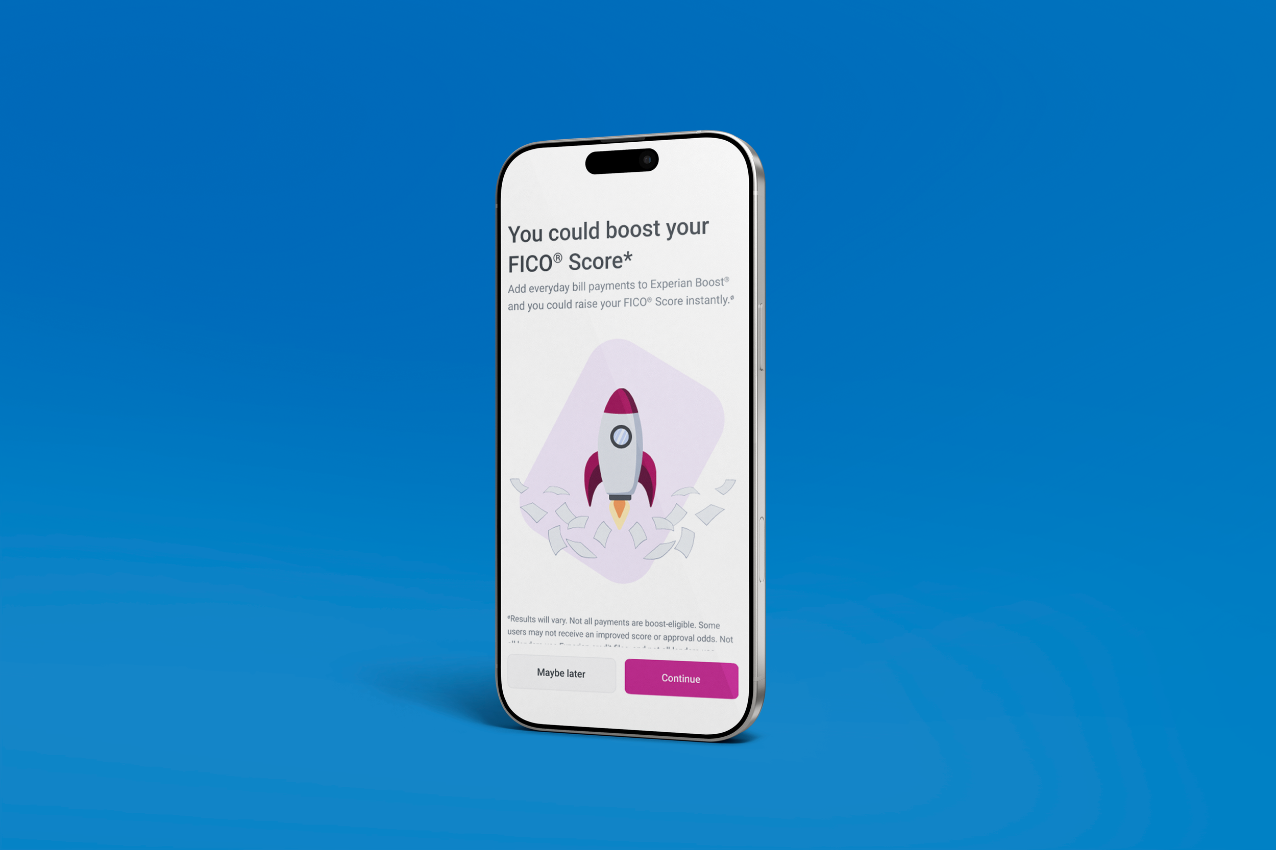 Experian Boost notification phone mockup